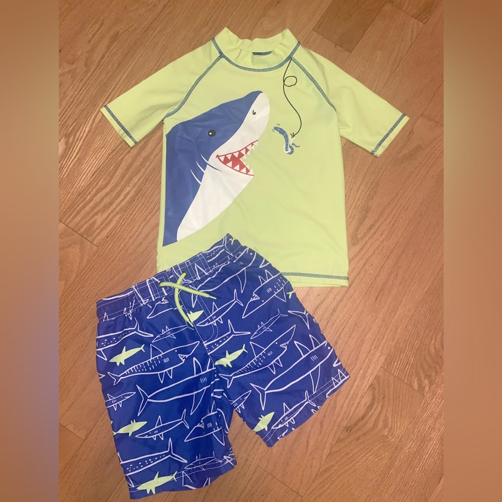 Toddler Boys Shark Design Swimsuit Set